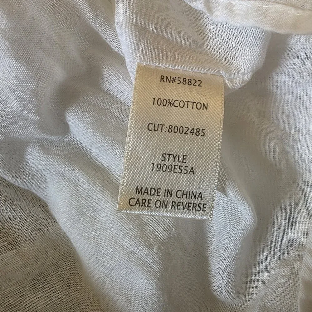 Max Studio White Embroidered Boho Cotton Midi Dress Small Sleeveless Summer - Picture 8 of 16